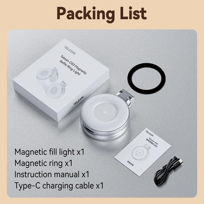 Magnetic Fill Light Mini Selfie Light 3 Modes Adjustable Brightness for Smartphone Iphone XIAOMI HUAWEI SAMSUNG Phone
