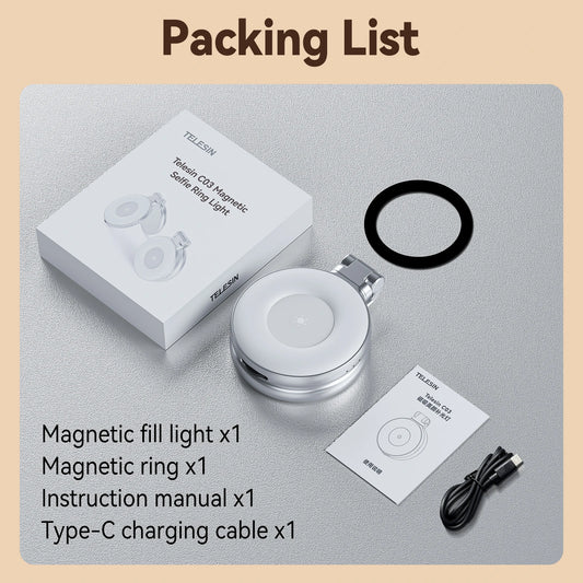 Magnetic Fill Light Mini Selfie Light 3 Modes Adjustable Brightness for Smartphone Iphone XIAOMI HUAWEI SAMSUNG Phone